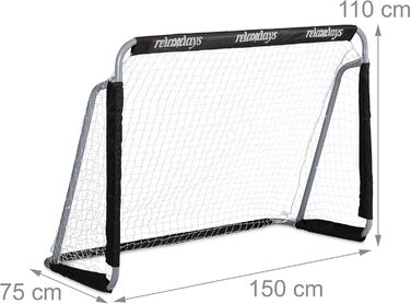 Футбольні ворота Relaxdays для саду, 2 шт, для дітей і дорослих, 110x150x75 см, металеві, міцні, чорні