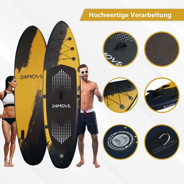 Надувна SUP-дошка 24MOVE® Premium для йоги та серфінгу, 366x80 см, червона, з аксесуарами, подвійний насос, антиковзка поверхня, для дітей і дорослих