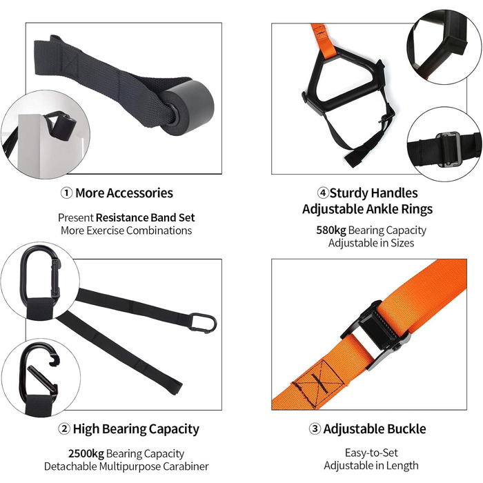 Набір для тренувань з власною вагою Moulyan: повний комплект для фітнесу вдома та на вулиці (помаранчевий/чорний)