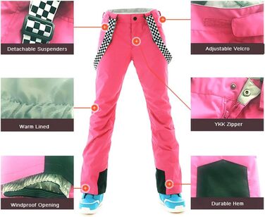 Комплект зимового одягу HOTIAN Daen: водонепроникний, вітронепроникний, для катання на лижах та сноуборді, походів та альпінізму (M, 2 кольори + рожевий)