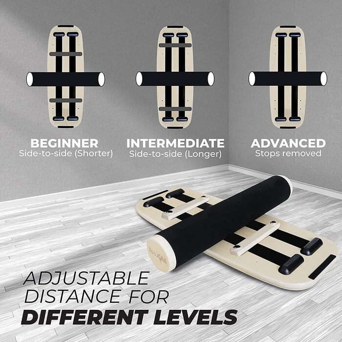 Yes4All Дерев'яний балансборд для дому, серфінг, тренування всіх рівнів (сірий/чорний)