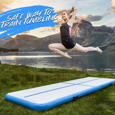 Гімнастичний надувний мат AirTrack Nordic Carbon 3-8 м з насосом, для дому, гімнастики та черлідингу, ширина 1,5 м, товщина 15 см