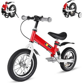 YBIKE дитячий велосипед 2-в-1 з педалями, амортизаторами та крилами, 12/14 дюймів, для дітей 2-7 років, навчальний, 4 кольори