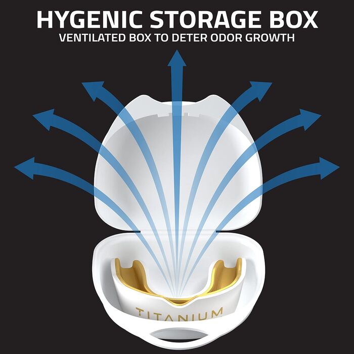 Захисний капу для спорту Titanium Sports Premium - Slim Fit з чохлом. Захист для боксу, MMA, джудо, карате, регбі, хокею, футболу. Підходить для дітей (<11) та дорослих (+12). Золотистий колір.