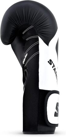 Боксерські рукавички Starpro 14oz для потужних ударів, чорні-білі, для чоловіків та жінок, тренування та спорт