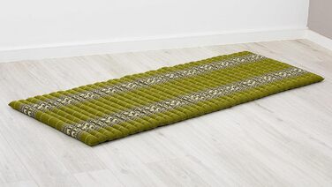 Тайський матрац livasia з капоку 200x75x4,5 см, зелений з візерунком слонів, ручна робота, гостєвий та туристичний, для одного, для саду та подорожей