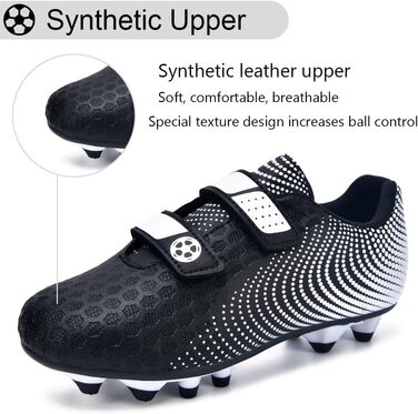 Дитячі футбольні бутси для хлопчиків та дівчаток. Низькі, для тренувань та занять спорту на відкритому повітрі. Розміри 28-37 (37 EU), чорно-білі