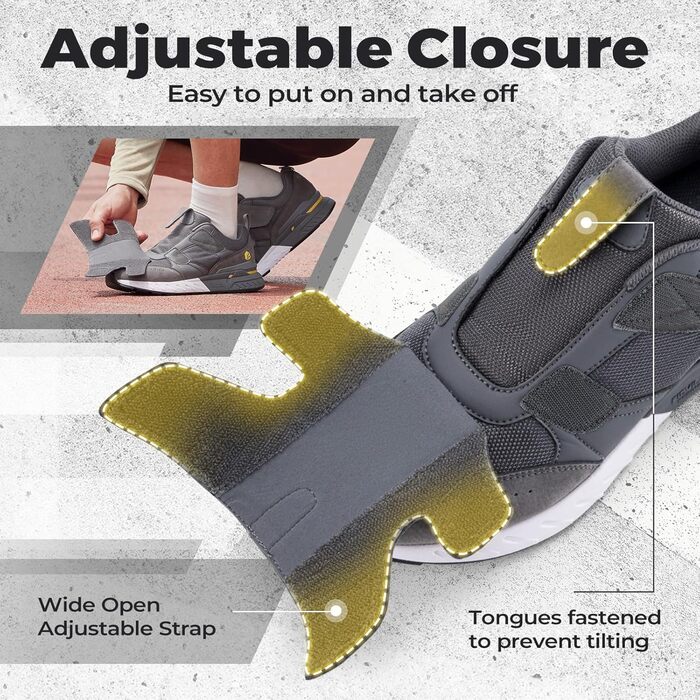 Кросівки для бігу та ходьби FitVille для чоловіків (широкі) - спортивні кросівки, снікерси з клямкою, зручні для широкої стопи, ортопедичні, неслизькі, сірі (43 EU)