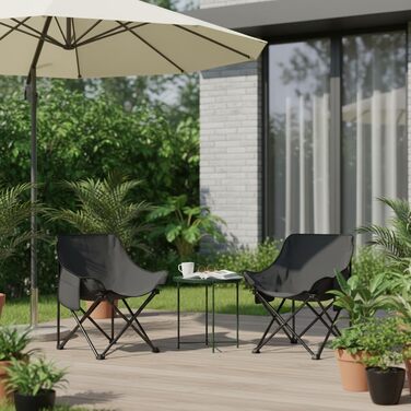 Крісло для кемпінгу складне з сумкою та неслизькими ніжками - ідеальне для риболовлі, відпочинку на пляжі, туризму, саду та балкону (темно-сірий)