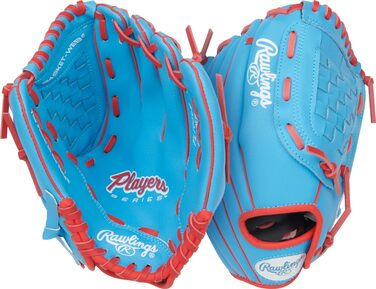 Рукавиця бейсбольна Rawlings Spieler Serie T-Ball / Юніорська (22.9-29.2 см), права рука, Columbia Blue/Scarlet, 10.5