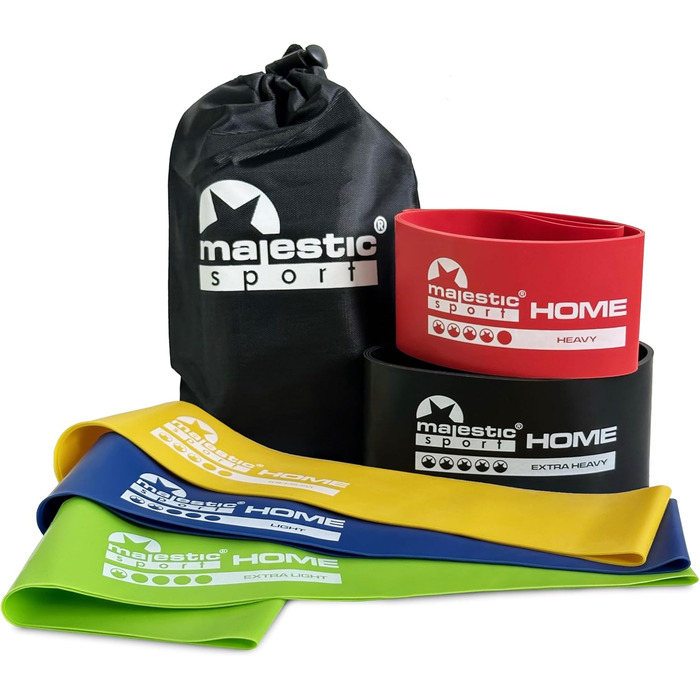 Набір фітнес-гумок Majestic Sport 5 шт. для фітнесу, пілатесу, йоги та м'язового розвитку (Booty Band, Mini Home Band)