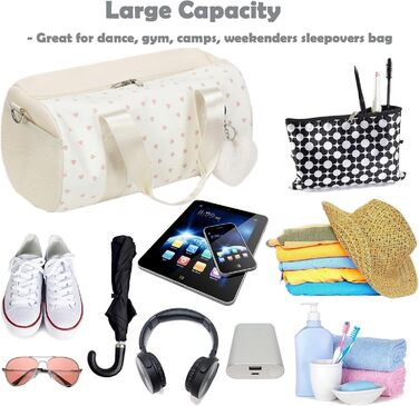 Спортивна сумка для дівчаток для балету та плавання, фіолетова (дизайн «Біле серце»)