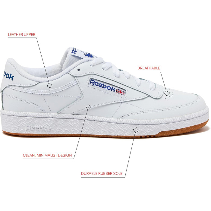 Кросівки Reebok Club C 85 чоловічі білі, Royal Gum (40.5 EU)