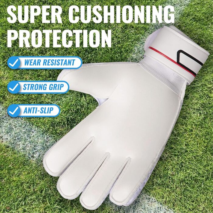 Футбольні воротарські рукавички Malker з захистом пальців, для дорослих, молоді та дітей, з міцним зчепленням, протиковзкі, чорно-білі, розмір 6