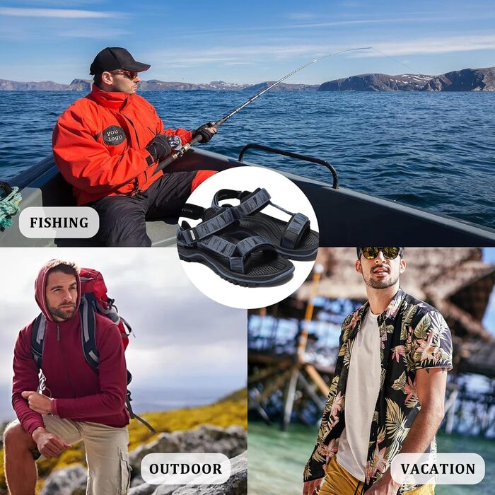 Чоловічі трекінгові сандалі SYKT для активного відпочинку та пляжу (чорно-синій, 40 EU)