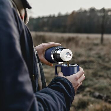 Термос 600 мл із чашкою для кави, герметичний, з нержавіючої сталі, BPA Free, для дітей, спорту, школи, фітнесу, кемпінгу, темно-синій