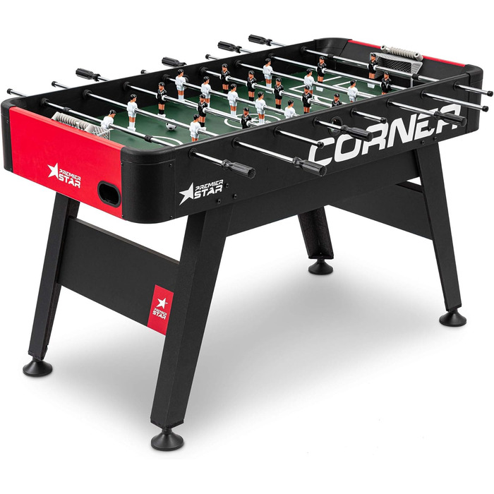 Настільний футбол Hop-Sport Corner для дітей та дорослих, чорний/червоний, стійкий, 3 м'ячі
