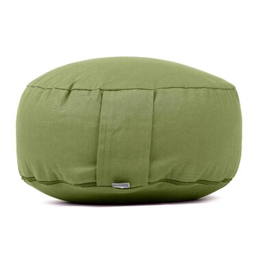 Подушка для медитації Bodhi Rondo ECO | Подушка для йоги з органічною гречаною лузгою | Чохол 100% бавовна, знімний, з ручкою | Висота 20 см, колір лоден-зелений