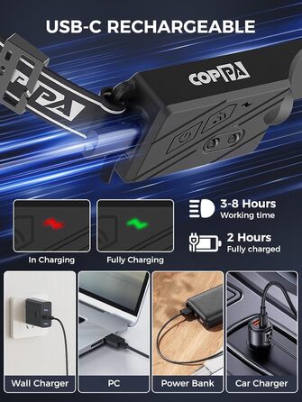 Налобний ліхтар COPPA H4C LED з акумулятором (2 шт.) з функцією Floodlight та Spotlight. Білий, жовтий, червоний, зелений. Датчик руху для дітей, кемпінгу, бігу, риболовлі, альпінізму, ремонту, джогінгу