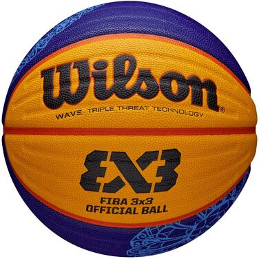 М'яч для баскетболу Wilson FIBA 3x3 Paris Retail 2024, WZ1011502XB, унісекс, жовто-синьо-чорний, розмір 6