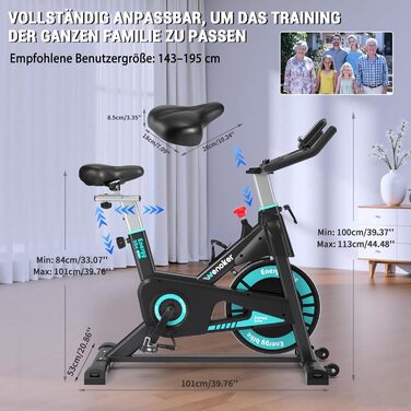 Велотренажер Wenoker з LCD-монітором та мобільним додатком, ergometer з магнітним опором, тихий велотренажер для дому, фітнес-велосипед, до 160 кг