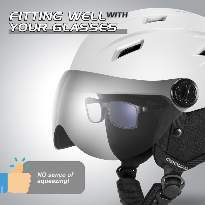 Шолом для сноуборду та лиж Odoland, легкий гоночний шолом з візором, для чоловіків та жінок, розмір S (52-55 см), колір хакі