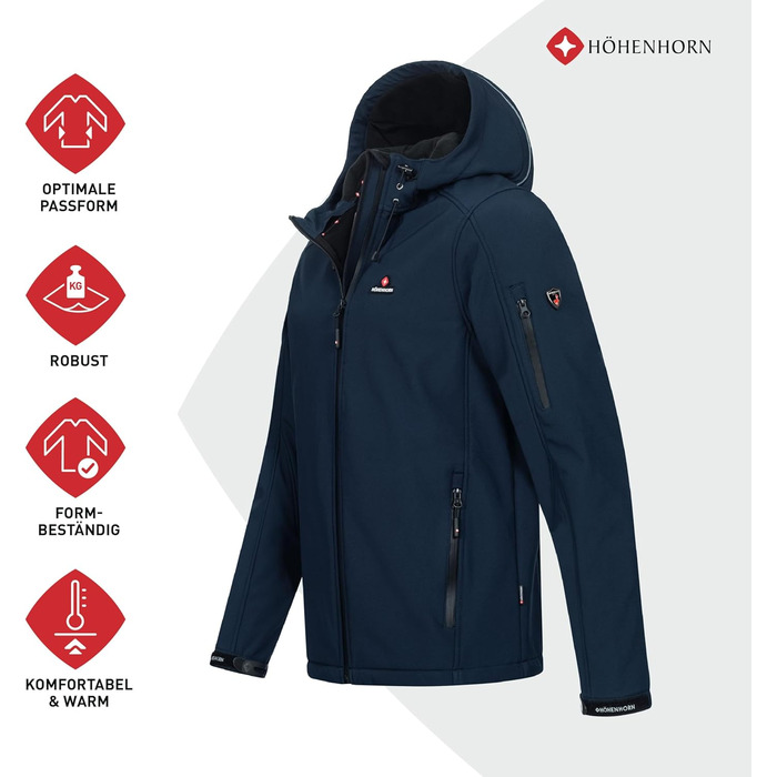 Чоловіча outdoor-куртка Softshell Höhenhorn Atus водонепроникна функціональна, колір Midnight-Black (S, темно-синій)