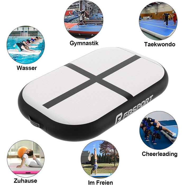 Airtrack FBSPORT 60x100x10 см: килимок для гімнастики, акробатики, йоги з насосом та сумкою