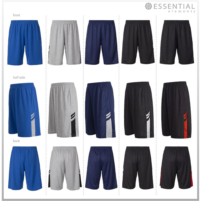 Шорти спортивні чоловічі - баскетбольні шорти для чоловіків - активні шорти для тренувань, залу, бігу (L, набір 5 шт.)