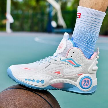 Баскетбольні кросівки High Top з антиковзким покриттям, легкі та зручні. Білі (44 EU, вузька колодка)