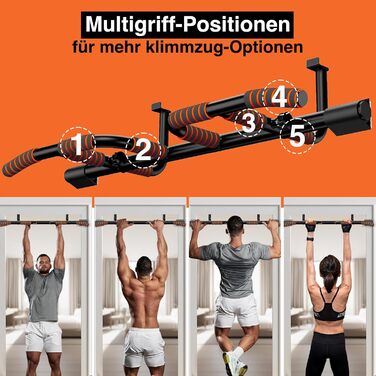 Кімнатна турнік DH FitLife для дверей без свердління, мультигрип | Турнік для підтягувань на двері, 65-92 см