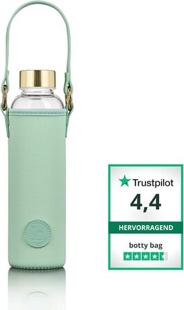 Дизайнерська скляна пляшка Botty Bag 550 мл з неопреною чохлом, герметична, для гарячих, холодних і газованих напоїв, м'ятна