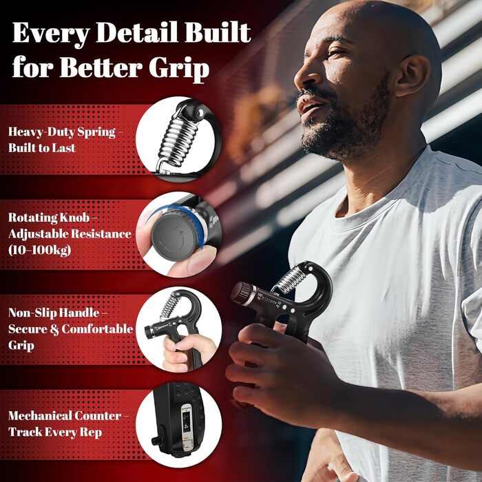 Тренування рук та пальців: набір 8шт, регульований тренажер для хвата, 10-100 кг, для терапії та зняття стресу