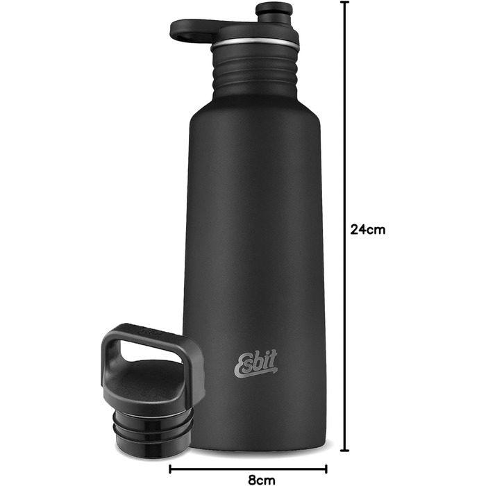 Пляшка для води Esbit Pictor 750 мл, спортивна, чорна, з кришкою Sport & Loop