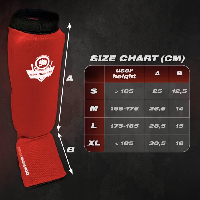 Захист гомілки DBX Bushido Sport Flexibler XL червоний для тайського боксу, MMA та кікбоксингу