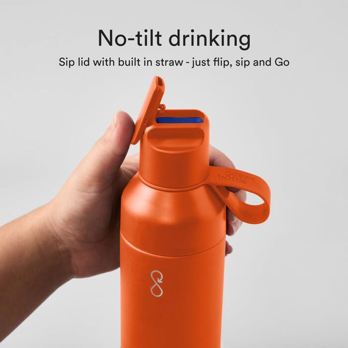 Пляшка Ocean Bottle GO 500 мл сонячно-оранжева, екологічна, з переробленої нержавіючої сталі, багаторазова