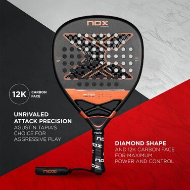 Падель ракетка Nox AT10 Genius Attack 12K 360-375 г від Агустіна Тапії, карбонова, для професіоналів