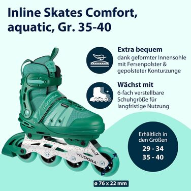 Інлайнери для дітей та підлітків Hudora Comfort - регульовані роликові ковзани різних розмірів (35-40)