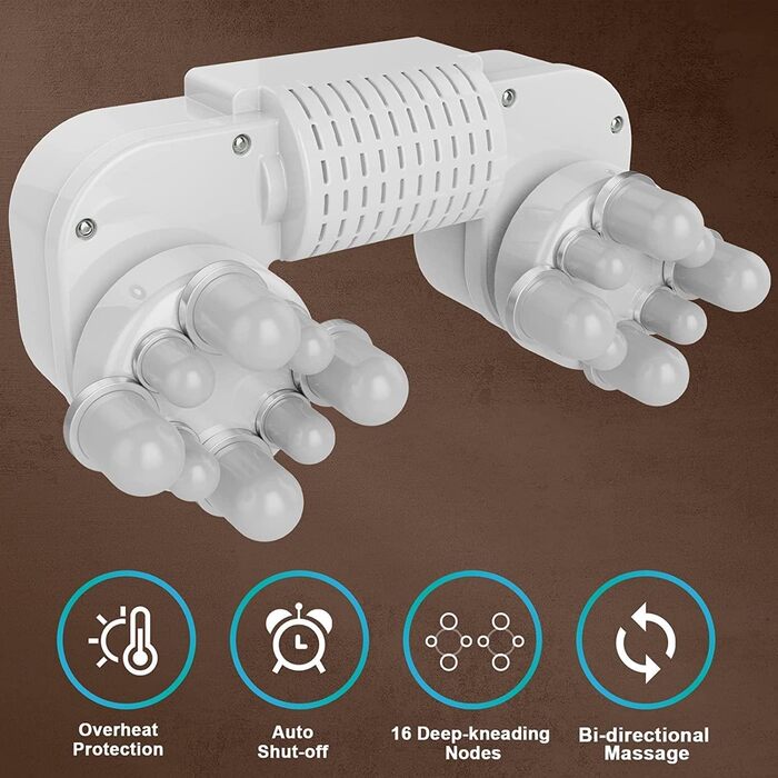 Електричний масажер для шиї з підігрівом - Shiatsu масажер для зняття болю в шиї та плечах. Ідеальний подарунок для водіїв та працівників офісу. Сірий колір