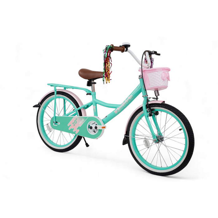 Дитячий велосипед Kimet, 20 дюймів, для дівчаток 5-9 років, м'ятний, з китицями