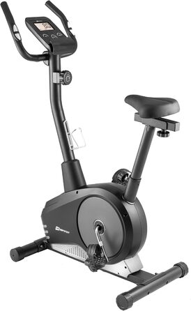 Велотренажер Hop-Sport Spark для дому, 8 рівнів навантаження, 9 кг маховик, пульсометр, комп'ютер, до 120 кг, сріблястий