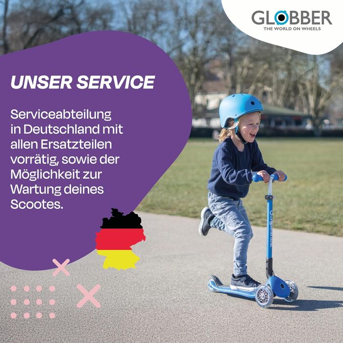 Дитячий самокат GLOBBER Primo Foldable Plus Lights з LED колесами, 3 колеса, для дітей від 3 років, регульована висота, підшипники ABEC 5, колеса 120/80 мм
