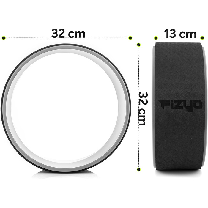 Йога-колесо Fizyo Ø 32 см – для розтяжки спини та полегшення болю – стабільне, неслизьке – для йоги, пілатесу, розтяжки та стретчингу, сіре