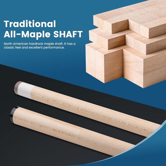 Набір для більярду Bonvalry Pool-Queue-Kit: якісний більярдний кий з обробленого клена, кейс та аксесуари (синій, 540 г)