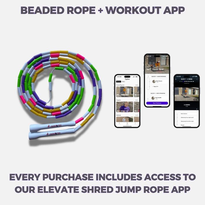 Стрибкове канат Elevate Rope Professional з перлами, 3м, регульований, поліестер - для фрістайлу, кардіо та трюків, для всіх рівнів, для використання в приміщенні та на вулиці