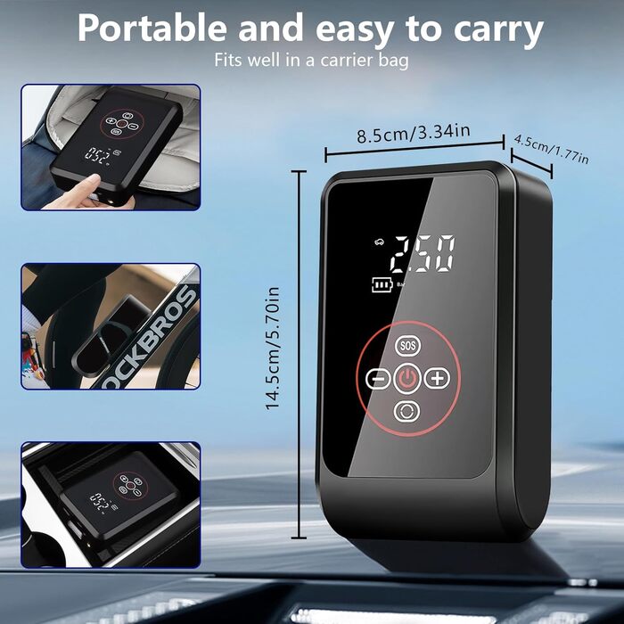 Електричний насос LOVPIS для велосипеда, авто, мотоцикла та м'ячів (150PSI, 4000mAh)