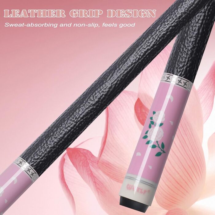 Професійний більярдний кий CUEELF 147.3 см, канадський клен, 21 oz, рожевий/чорний