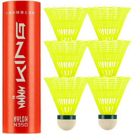 Бадмінтонні м'ячі Kawasaki Federbälle - жовті, нейлонові, для тренувань та змагань, стабільні та довговічні, для гри в приміщенні та на вулиці (повільна швидкість)