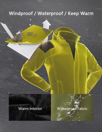 Чоловіча лижна куртка тепла зимова непромокальна Mante, вітрозахисна, з капюшоном для походів та подорожей (Хакі, M)