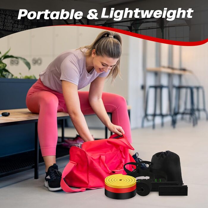 Набір еластичних стрічок для фітнесу Fokky Fitnessbänder: для силових тренувань, йоги, пілатесу. 5 стрічок, дверний анкер, захисні накладки, ручки.